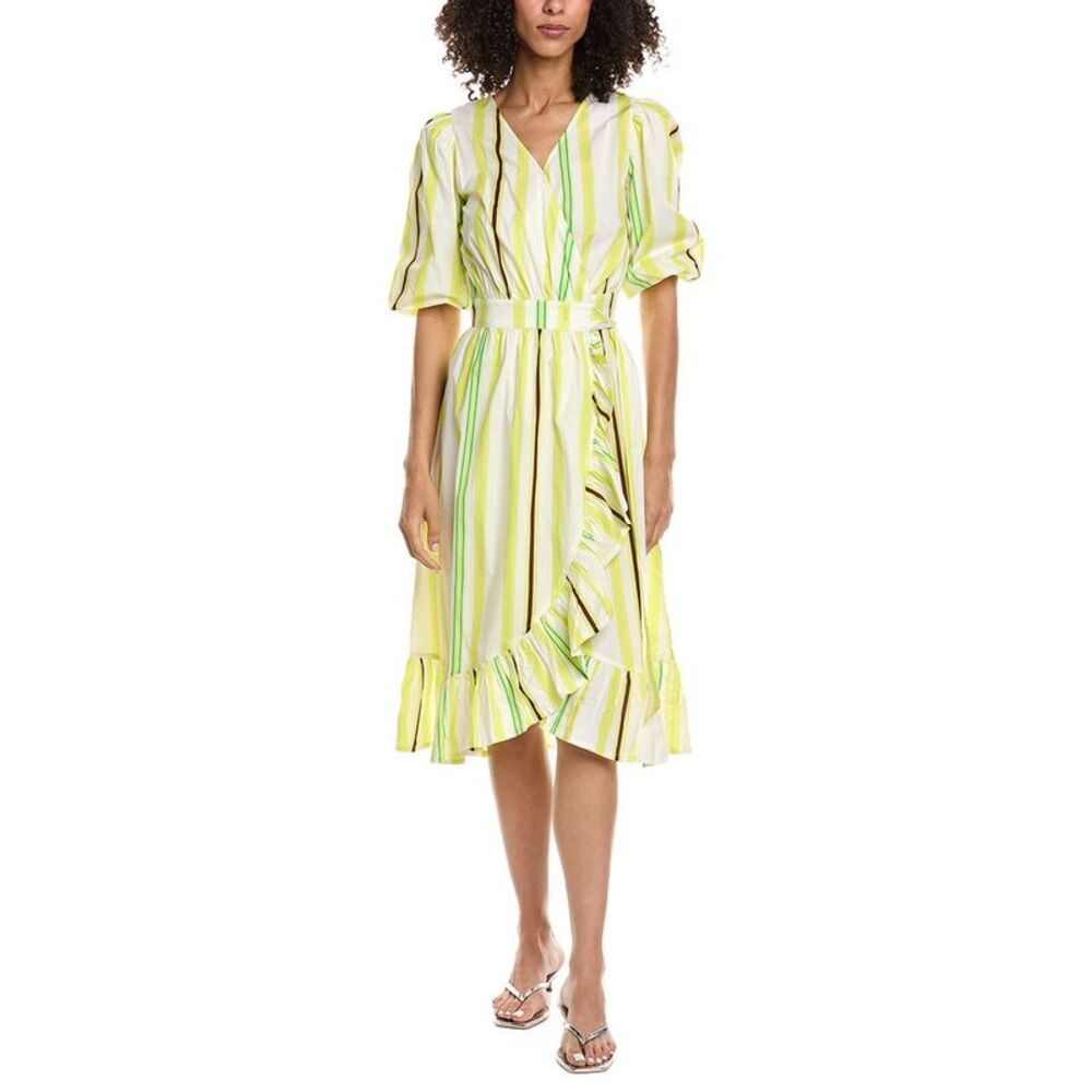 Pom Amsterdam Womens  Midi Wrap Dress, Yellow